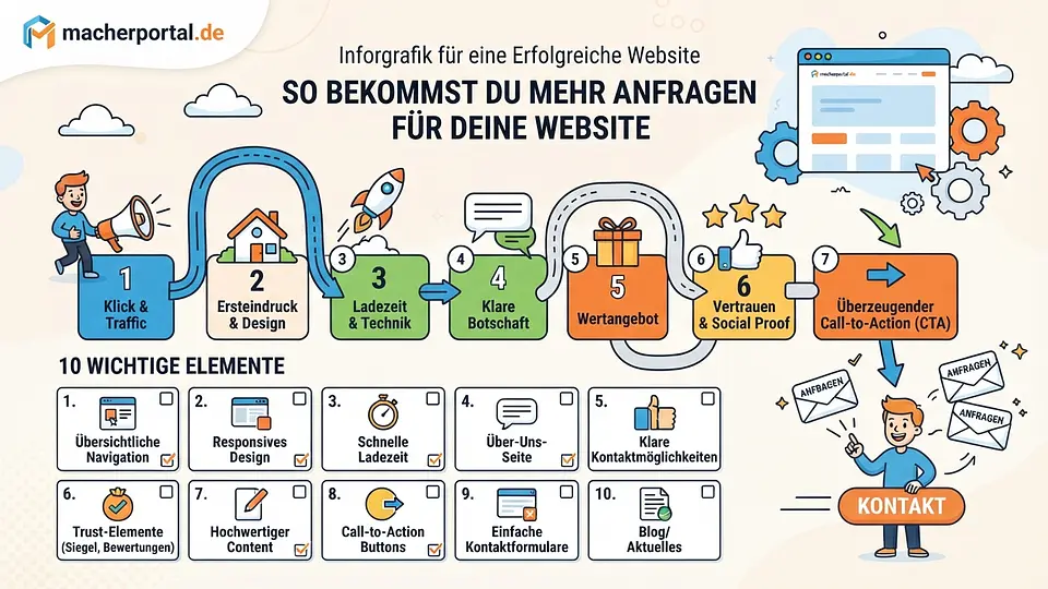 Die Anatomie einer erfolgreichen Website – Infografik von macherportal.de